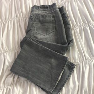 Blue Rag Men’s faded distressed grey straight leg jeans
